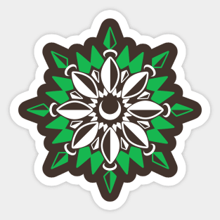 Abstract Moon Flower Print (Green) Sticker